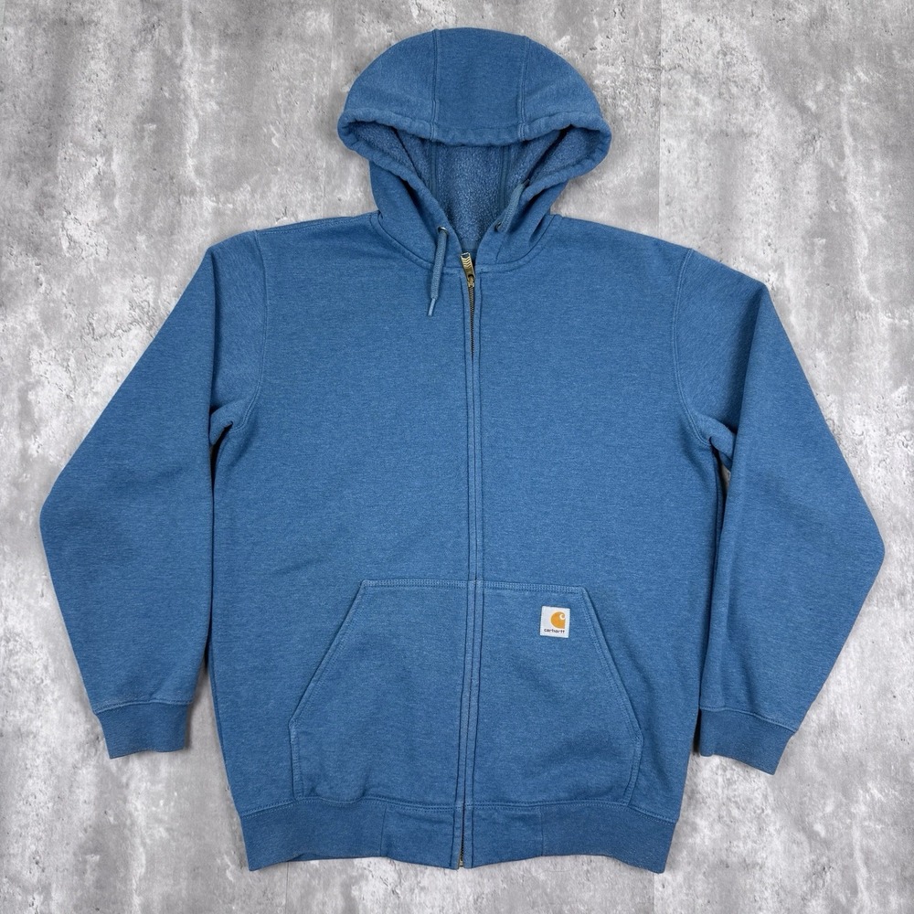 Carhartt Hoodie Sweatshirt Men's Medium Teal Full Zip Jacket Original K122 137